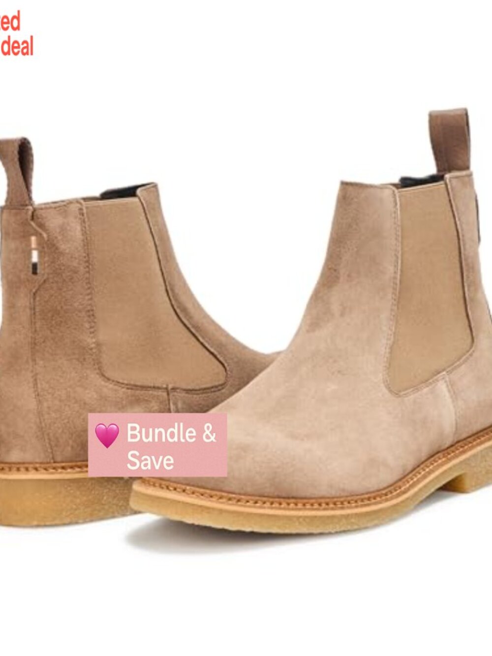 Suede Chelsea Boots with Pull-On Style, Round Toe, Flat Heel, Ankle Height - Picture 3 of 4